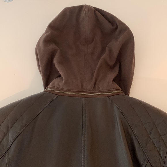 Cole Haan genuine leather jacket with detachable cotton jersey hood. ✨LIKE NEW✨ - Picture 8 of 15